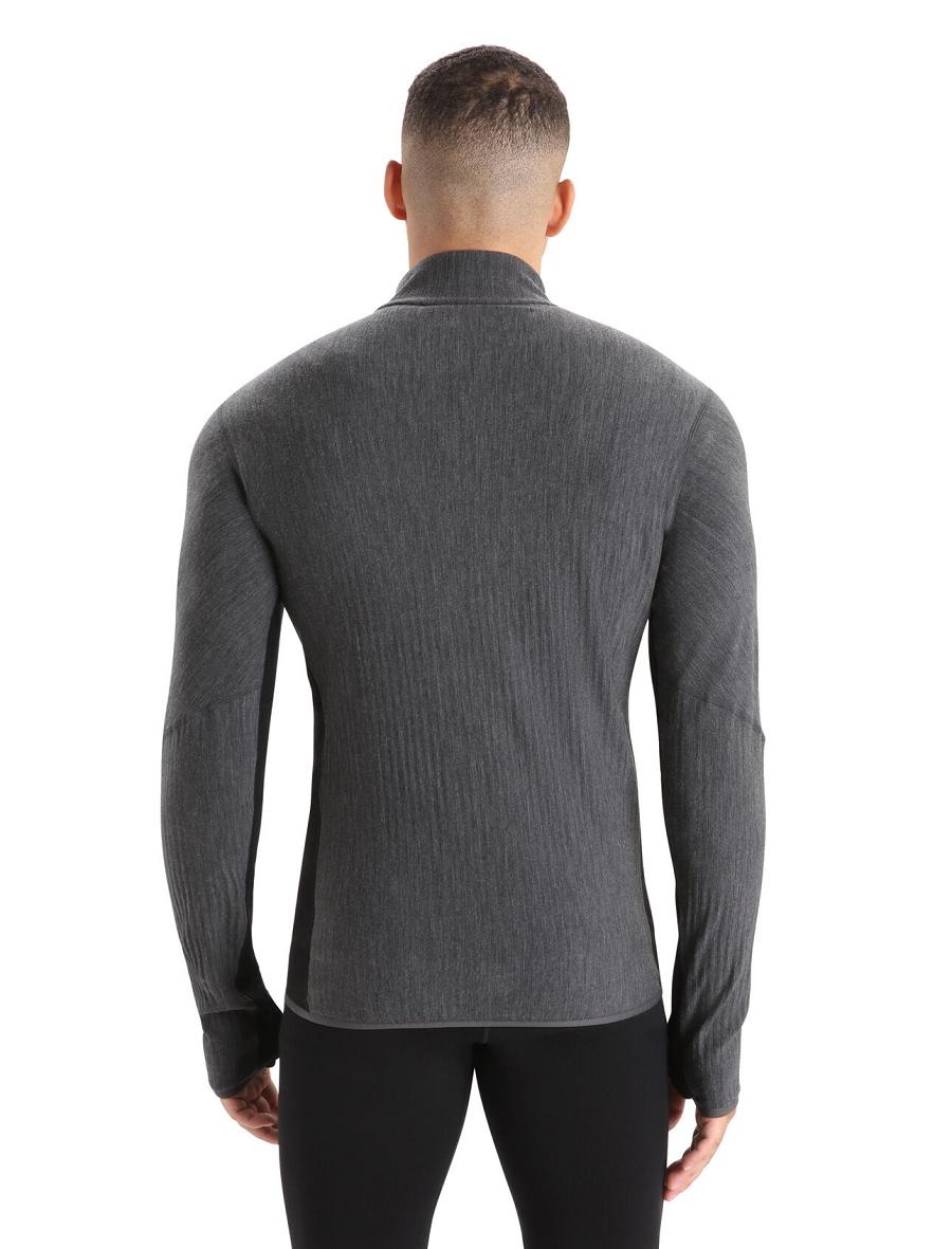 Jet Heather / Black Icebreaker RealFleece™ Merino Descender Long Sleeve Zip Men's Jackets | AU 1243XYUF